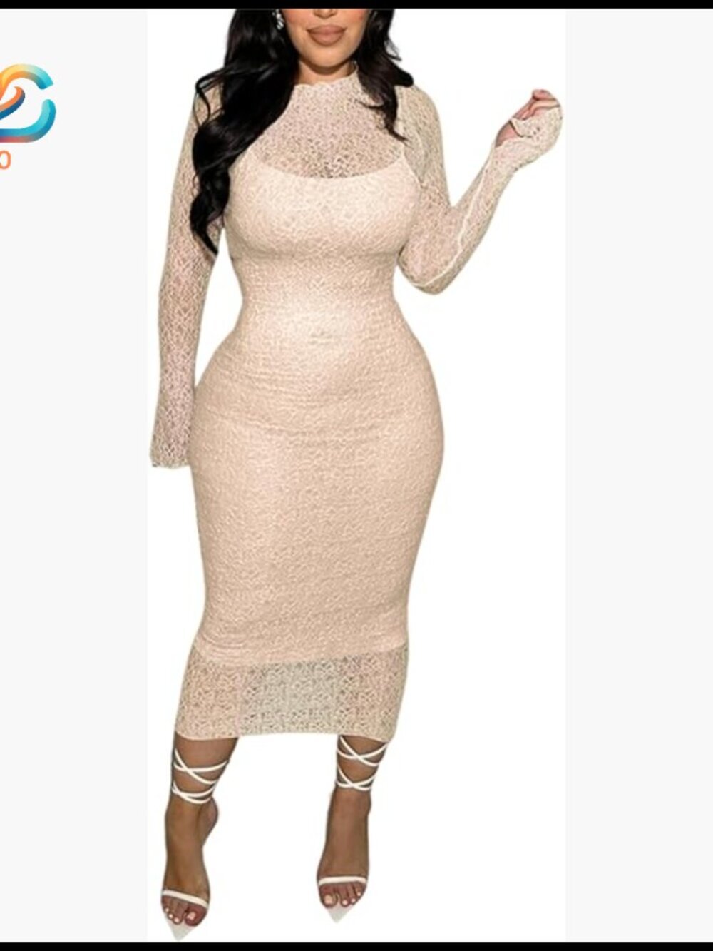 Elegant Lace Bodycon Midi Dress for Wedding Guest Cocktail Party